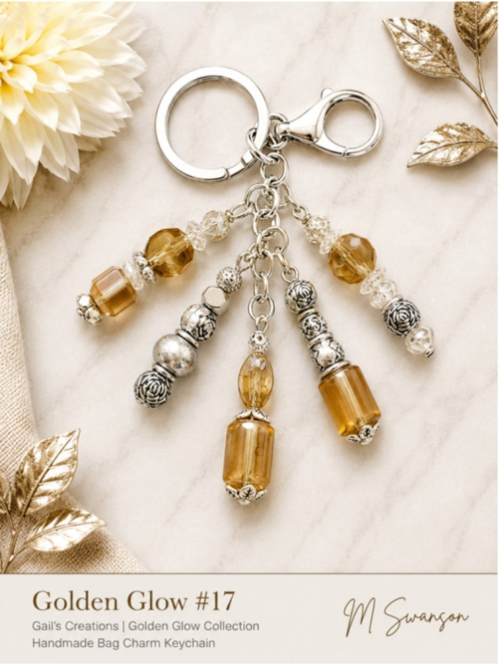 NEW Autumn Glow Handmade Beaded Bag Charm & Keychain (#17)